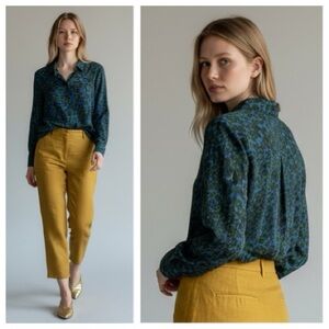 Joe’s Wild Stylish Blue and black silk blouse
